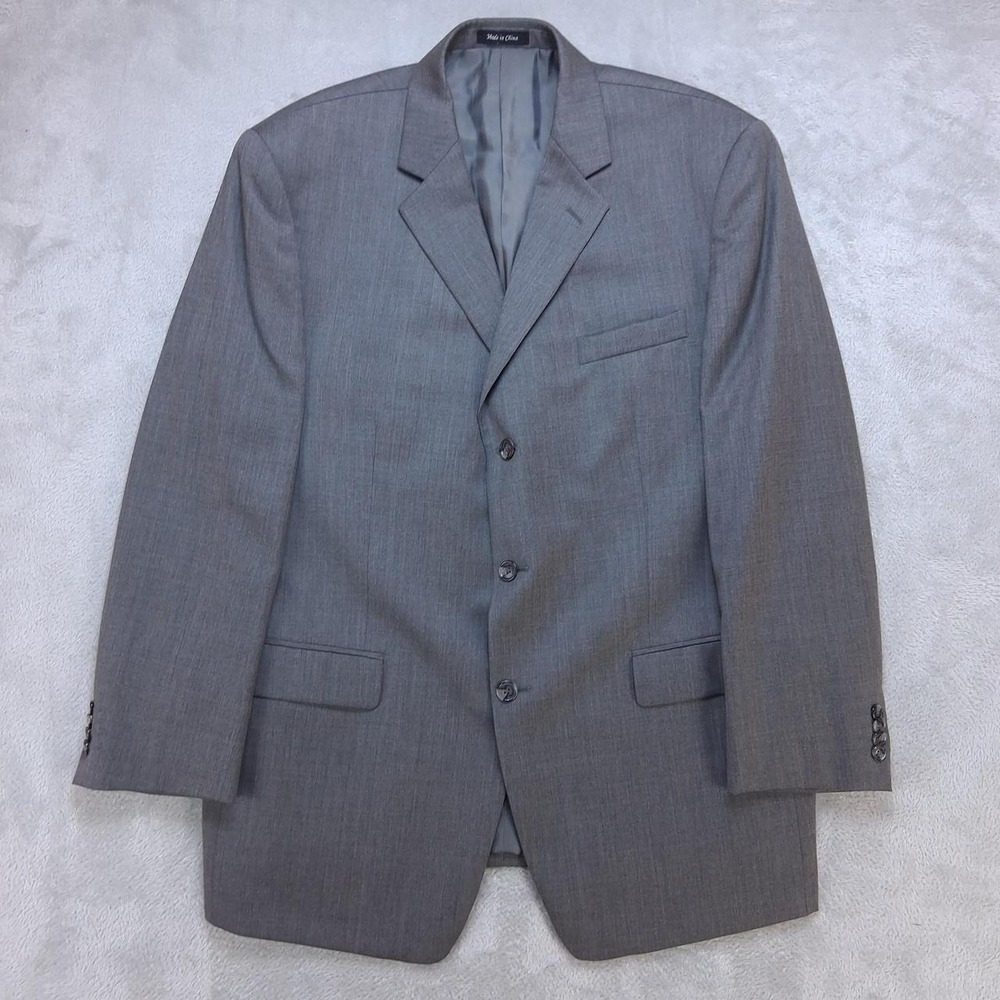 Calvin Klein Mens 100% Wool Gray Sport Coat Blazer 44R Three Button Jacket